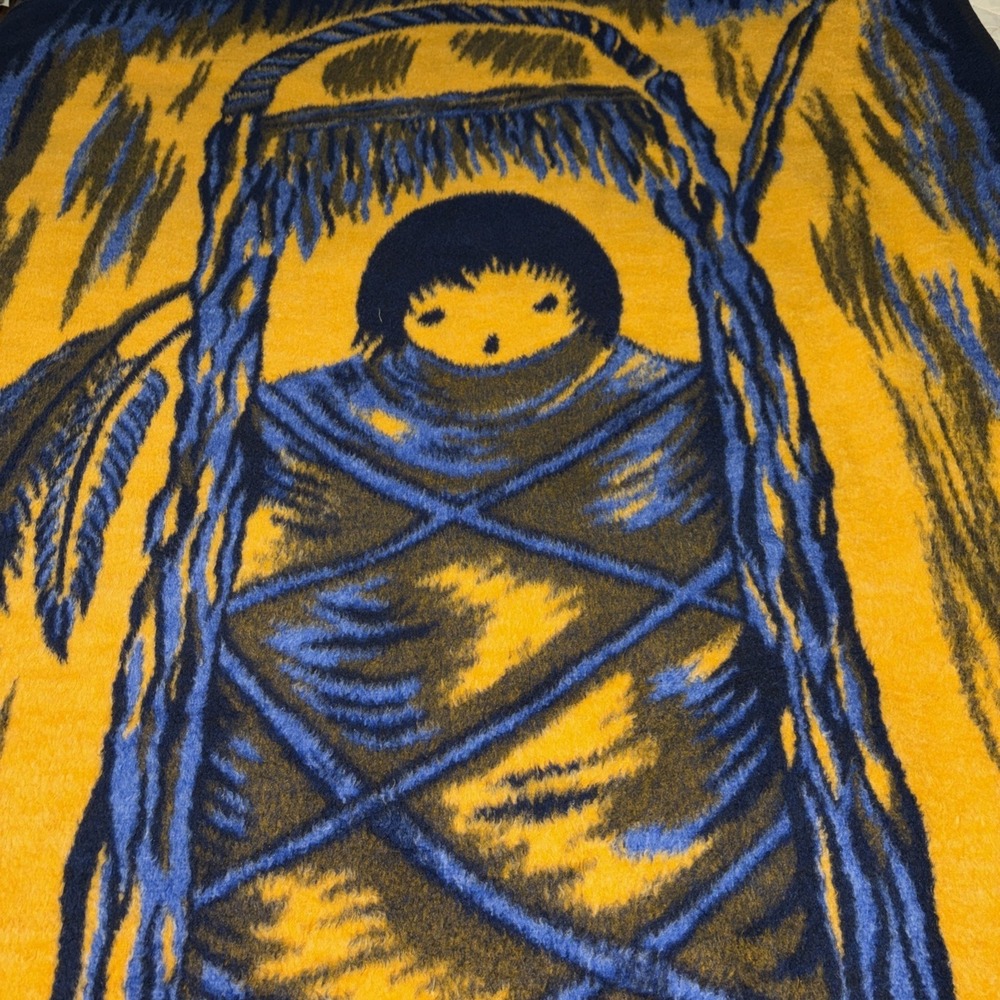 Fleece Blanket Native American Art By Ted De Grazia 70" X 57" - Picture 3 of 3